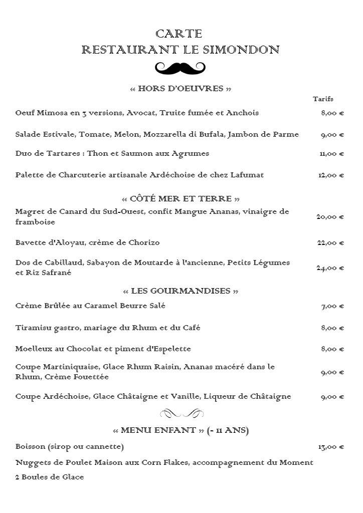 Menu juin 2025