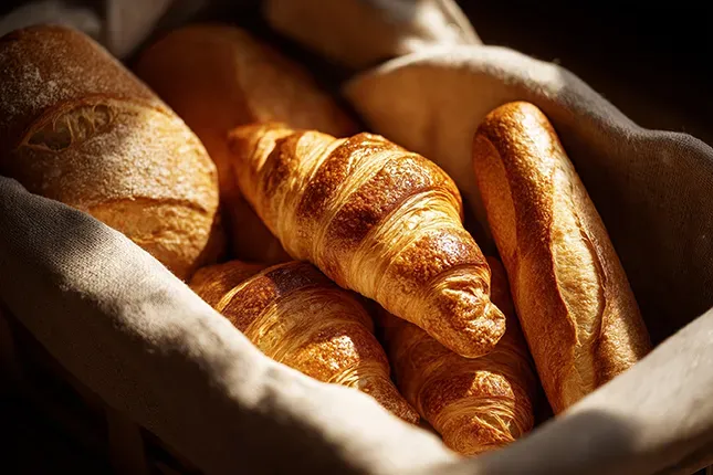 Croissants pain baguette